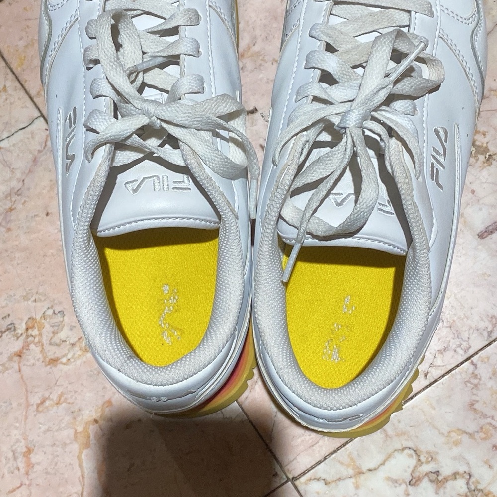 FILA White Sneakers with Yellow Soles